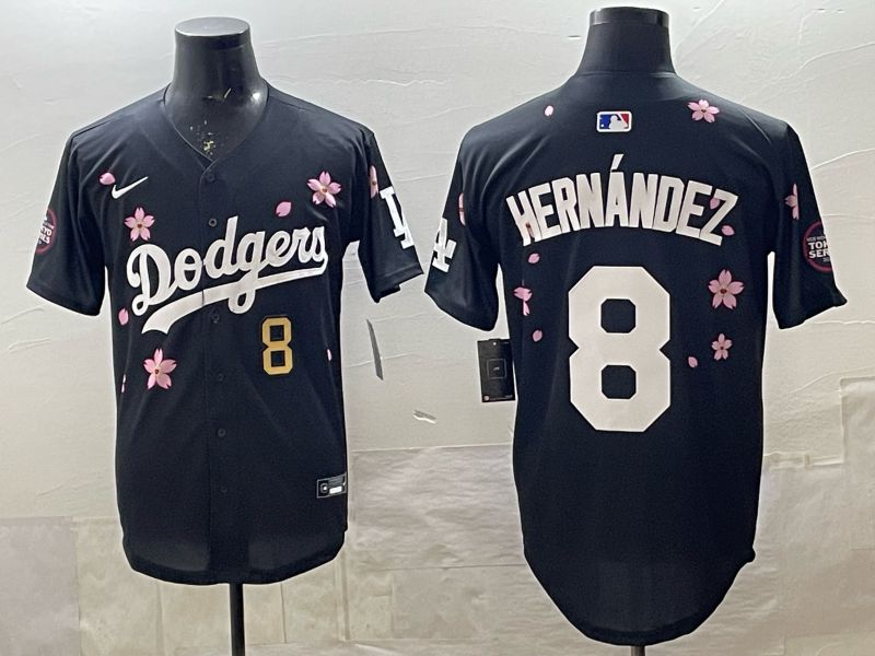 Men 2025 Nike Los Angeles Dodgers #8 Hernandez Black Game MLB Jersey 08->los angeles dodgers->MLB Jersey